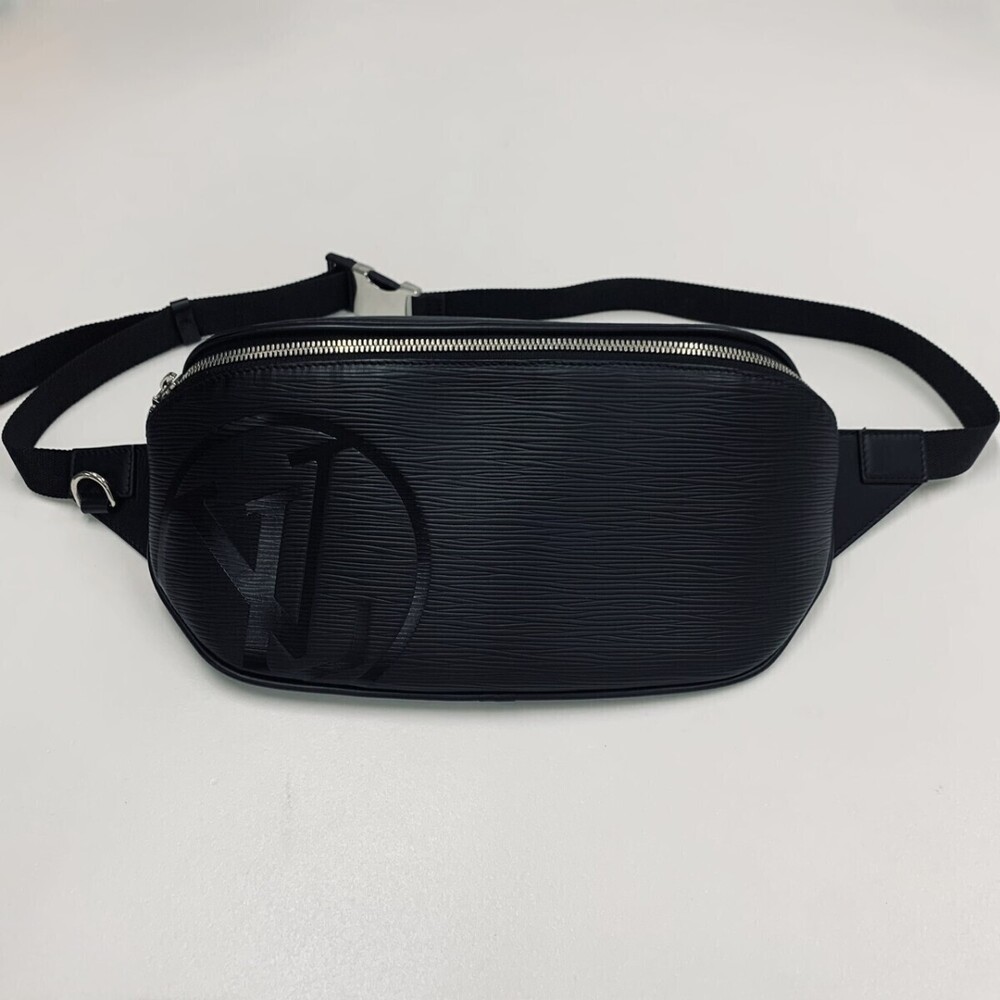 Louis Vuitton Epi Bum Bag Outdoor Noir Black Blue Circle LV Body Waist Pouch